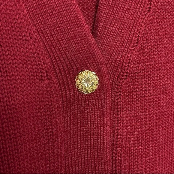 Vintage Oversized Slouchy Knit V Neck Cardigan Sweater Academia Burgandy Red - Picture 7 of 13